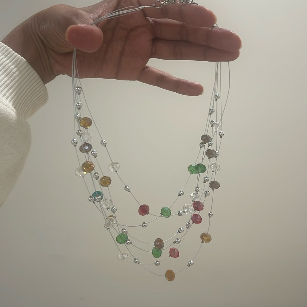 Multicolored floating bead necklace
